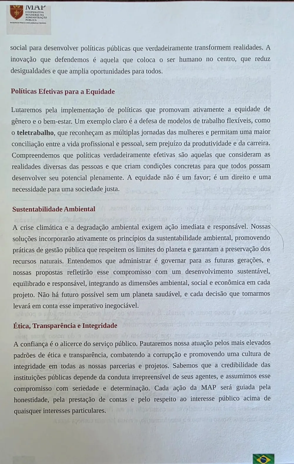 Carta de Harvard, página 3: equidade, sustentabilidade ambiental e integridade
